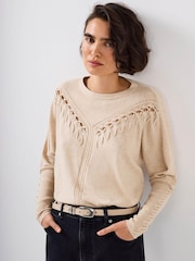 Mint Velvet Natural Cotton Blend Stitch Detail Jumper - Image 1 of 7