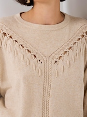 Mint Velvet Natural Cotton Blend Stitch Detail Jumper - Image 4 of 7