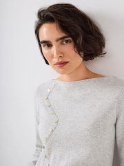 Mint Velvet Grey Button Detail Knit Top - Image 4 of 7