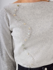 Mint Velvet Grey Button Detail Knit Top - Image 5 of 7