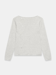 Mint Velvet Grey Button Detail Knit Top - Image 6 of 7