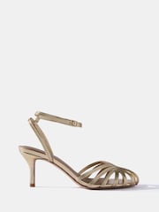 Mint Velvet Gold Tess Leather Strappy Heels - Image 1 of 4