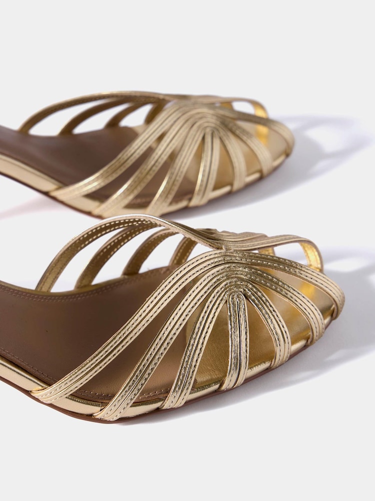 Mint Velvet Gold Tess Leather Strappy Heels - Image 2 of 4