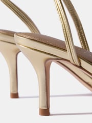 Mint Velvet Gold Tess Leather Strappy Heels - Image 3 of 4