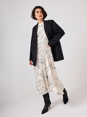 Mint Velvet Cream Floral Print Satin Midi Dress - Image 2 of 8