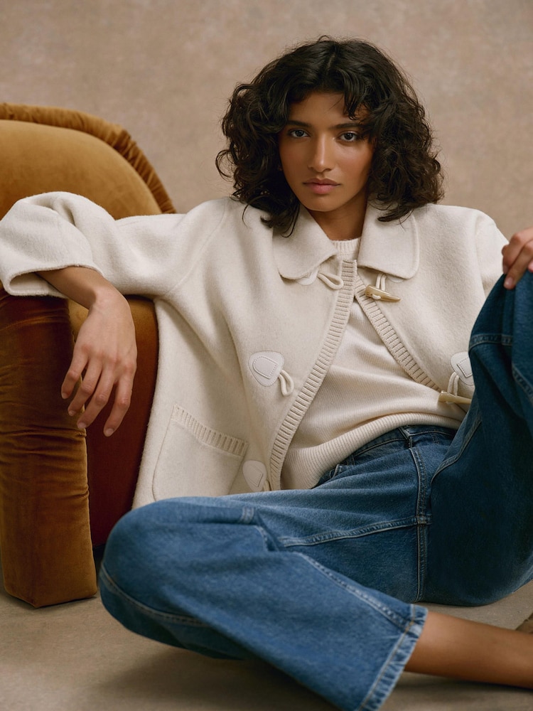 Mint Velvet Cream Wool Blend Hand Finished Jacket - Image 1 of 6 Mint Velvet Cream Wool Blend Hand Finished Jacket - Image 1 of 6