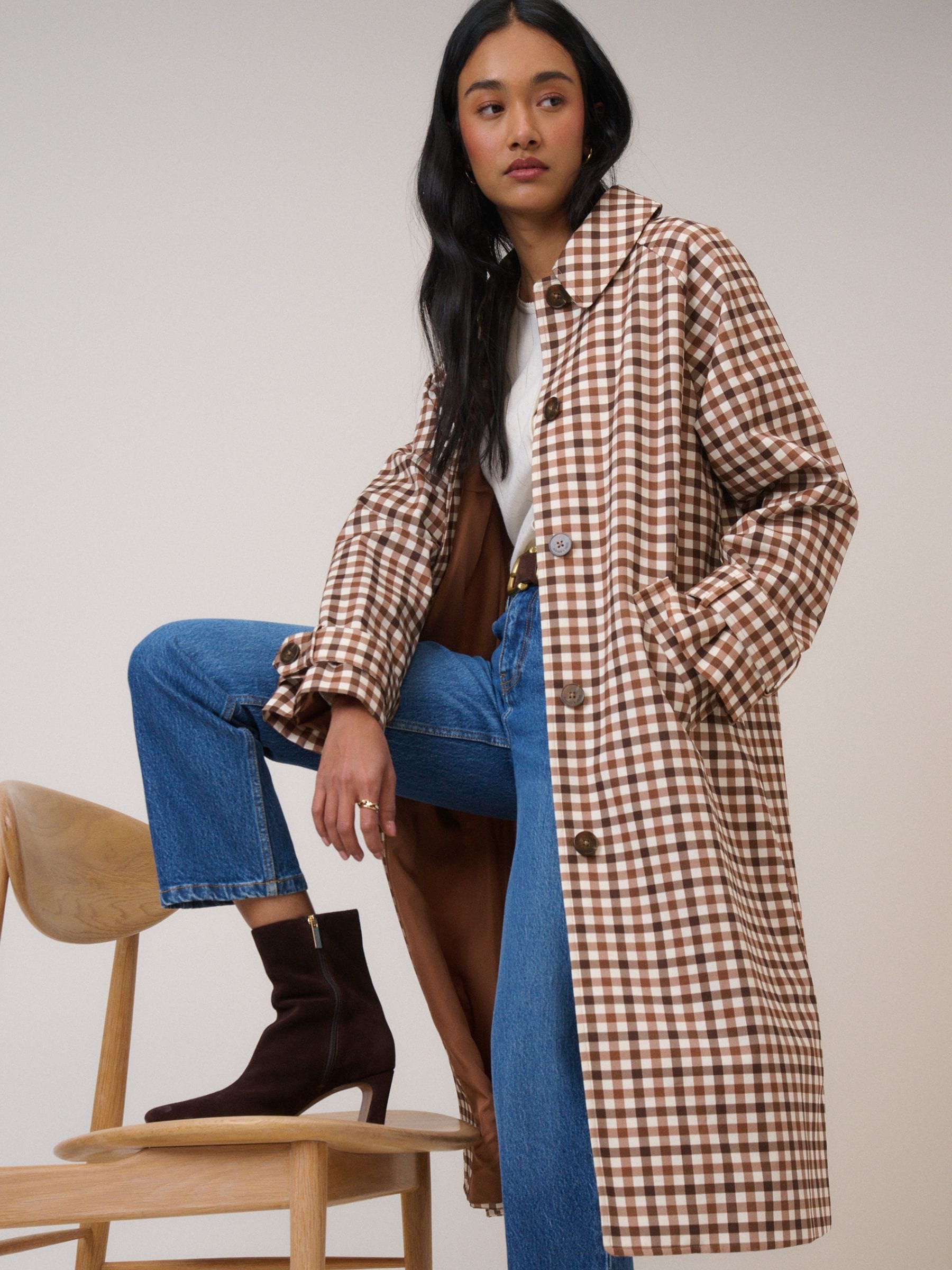 Buy Nobodys Child Brown Gingham Car Coat from Next USA