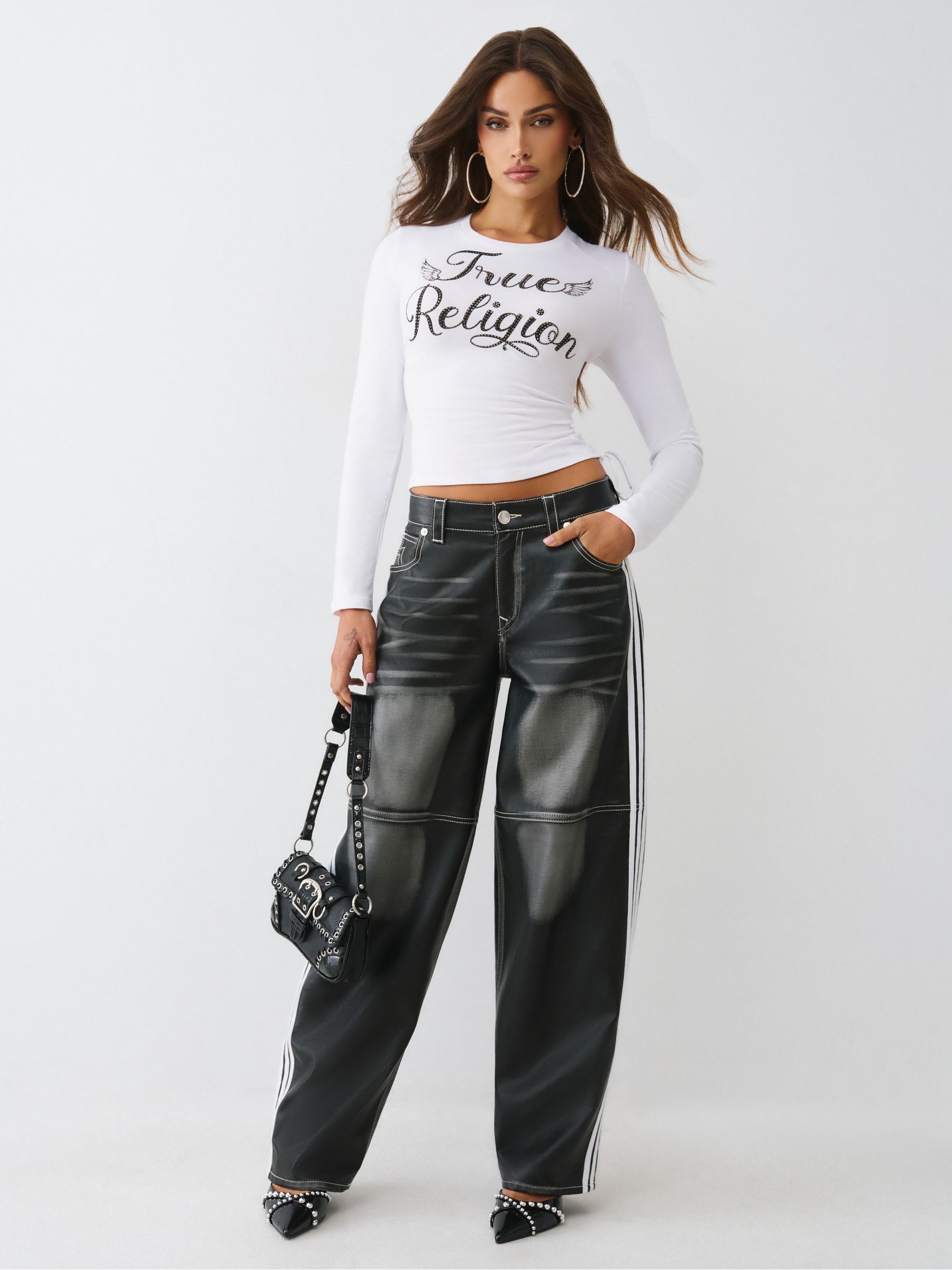 Buy True Religion White Crystal Side Rouch Baby Long Sleeve T