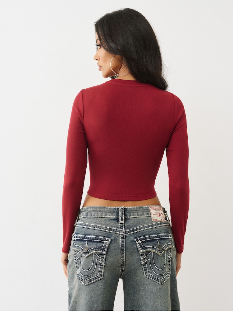 True Religion Red Printed Buddha Long Sleeve Baby T-Shirt - Image 2 of 5