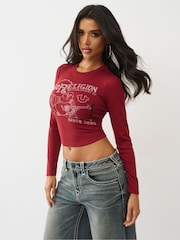 True Religion Red Printed Buddha Long Sleeve Baby T-Shirt - Image 4 of 5