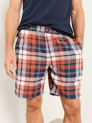FatFace Stevens 2 Piece Navy Orange Check Short Pyjama Set - Image 2 of 7