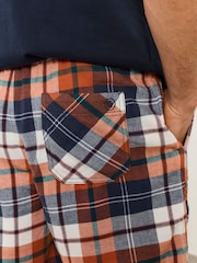 FatFace Stevens 2 Piece Navy Orange Check Short Pyjama Set - Image 4 of 7