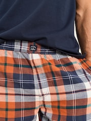 FatFace Stevens 2 Piece Navy Orange Check Short Pyjama Set - Image 5 of 7