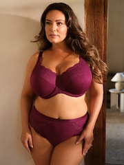 Grey/Purple/Pink DD+ Lace Trim Non Padded Full Cup Underwired Bras 3 Pack - Image 6 of 6
