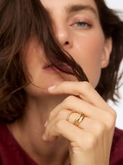 Oliver Bonas Gold Tone Christie Stainless Steel Waterproof Stacking Rings Set of 3 - Image 1 of 1