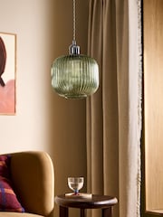 MADE.COM Green Briz Ribbed Glass Easy Fit Light Shade - Image 2 of 6