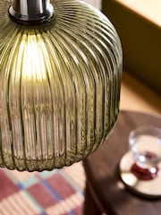 MADE.COM Green Briz Ribbed Glass Easy Fit Light Shade - Image 3 of 6