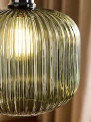 MADE.COM Green Briz Ribbed Glass Easy Fit Light Shade - Image 4 of 6
