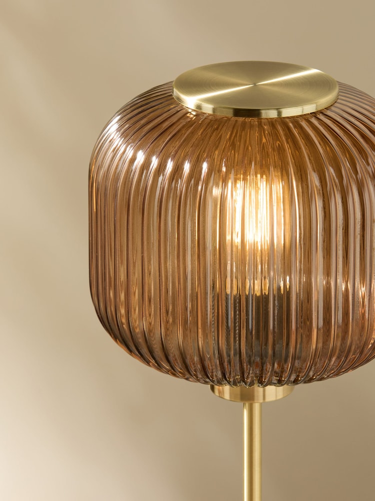 MADE.COM Amber Brown Briz Ribbed Glass Table Light - Image 2 of 5 MADE.COM Amber Brown Briz Ribbed Glass Table Light - Image 2 of 5