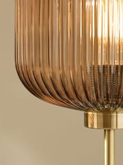 MADE.COM Amber Brown Briz Ribbed Glass Table Light - Image 3 of 5