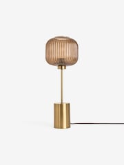 MADE.COM Amber Brown Briz Ribbed Glass Table Light - Image 4 of 5