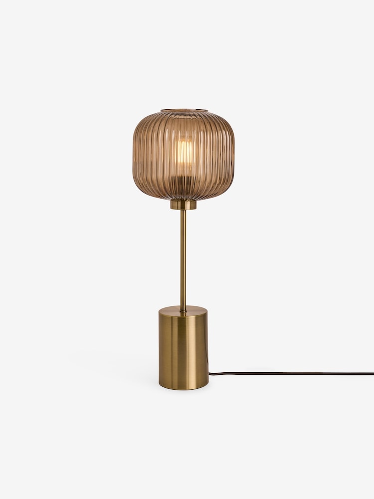 MADE.COM Amber Brown Briz Ribbed Glass Table Light - Image 5 of 5 MADE.COM Amber Brown Briz Ribbed Glass Table Light - Image 5 of 5