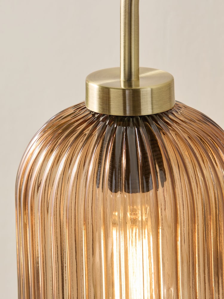 MADE.COM Amber Brown Briz Ribbed Glass Wall Light - Image 2 of 5 MADE.COM Amber Brown Briz Ribbed Glass Wall Light - Image 2 of 5
