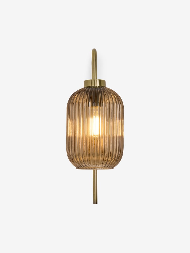 MADE.COM Amber Brown Briz Ribbed Glass Wall Light - Image 5 of 5 MADE.COM Amber Brown Briz Ribbed Glass Wall Light - Image 5 of 5