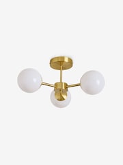 MADE.COM Brass/Opal Glass Globe 3 Light Flush Fitting Ceiling Light - Image 5 of 6