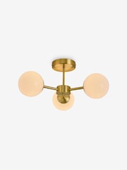 MADE.COM Brass/Opal Glass Globe 3 Light Flush Fitting Ceiling Light - Image 6 of 6