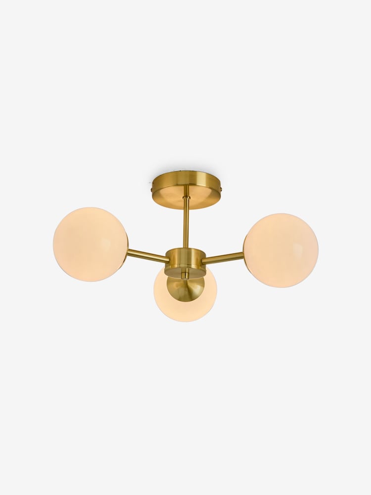 MADE.COM Brass/Opal Glass Globe 3 Light Flush Fitting Ceiling Light - Image 6 of 6 MADE.COM Brass/Opal Glass Globe 3 Light Flush Fitting Ceiling Light - Image 6 of 6