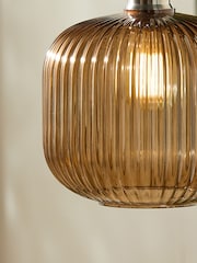MADE.COM Brown Briz Ribbed Glass Easy Fit Light Shade - Image 2 of 5