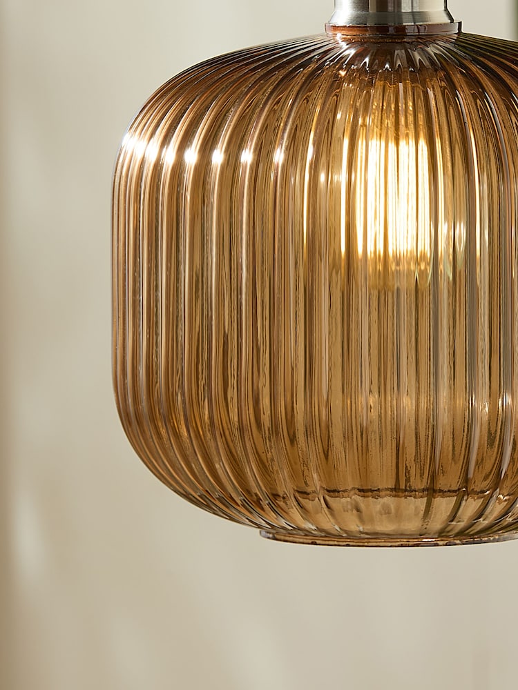 MADE.COM Brown Briz Ribbed Glass Easy Fit Light Shade - Image 2 of 5 MADE.COM Brown Briz Ribbed Glass Easy Fit Light Shade - Image 2 of 5