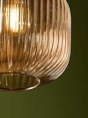 MADE.COM Brown Briz Ribbed Glass Easy Fit Light Shade - Image 3 of 5