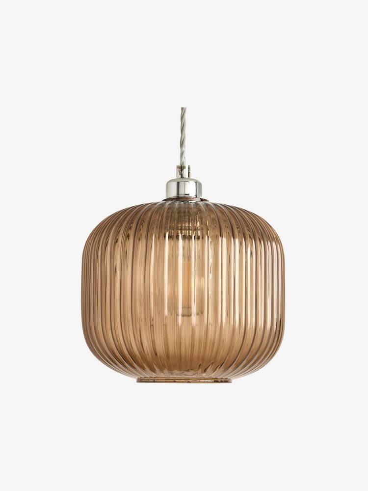 MADE.COM Brown Briz Ribbed Glass Easy Fit Light Shade - Image 5 of 5 MADE.COM Brown Briz Ribbed Glass Easy Fit Light Shade - Image 5 of 5