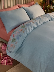 Blue Smiling Icons Christmas Reversible Duvet Cover and Pillowcase Set - Image 4 of 7