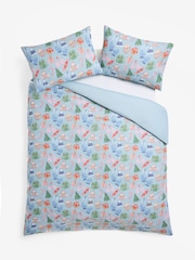 Blue Smiling Icons Christmas Reversible Duvet Cover and Pillowcase Set - Image 6 of 7