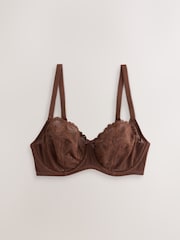 Burgundy Red/Chocolate/Yellow Non Padded Balcony DD+ Lace Bras 3 Pack - Image 14 of 18