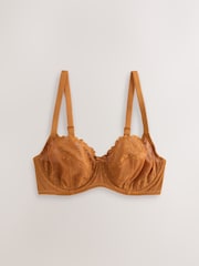 Burgundy Red/Chocolate/Yellow Non Padded Balcony DD+ Lace Bras 3 Pack - Image 16 of 18