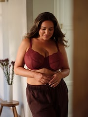 Burgundy Red/Chocolate/Yellow Non Padded Balcony DD+ Lace Bras 3 Pack - Image 5 of 18