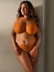 Burgundy Red/Chocolate/Yellow Non Padded Balcony DD+ Lace Bras 3 Pack - Image 9 of 18