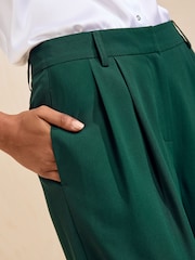 Friends Like These Pine Green Lightweight Elastic Back Tailored Wide Leg Trousers - Image 3 of 5