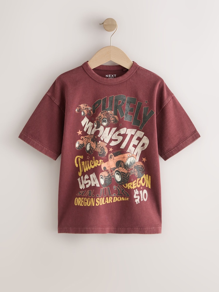 Berry Red Monster Truck Washed Graphic T-Shirt (3-16yrs) - Image 1 of 4