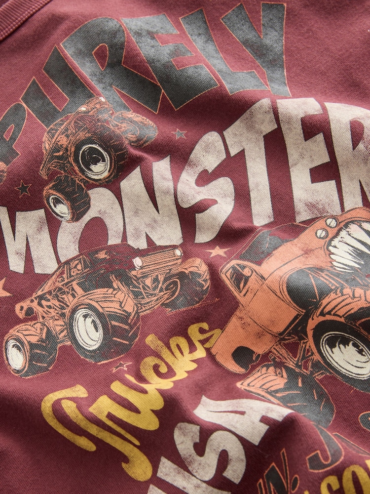 Berry Red Monster Truck Washed Graphic T-Shirt (3-16yrs) - Image 4 of 4
