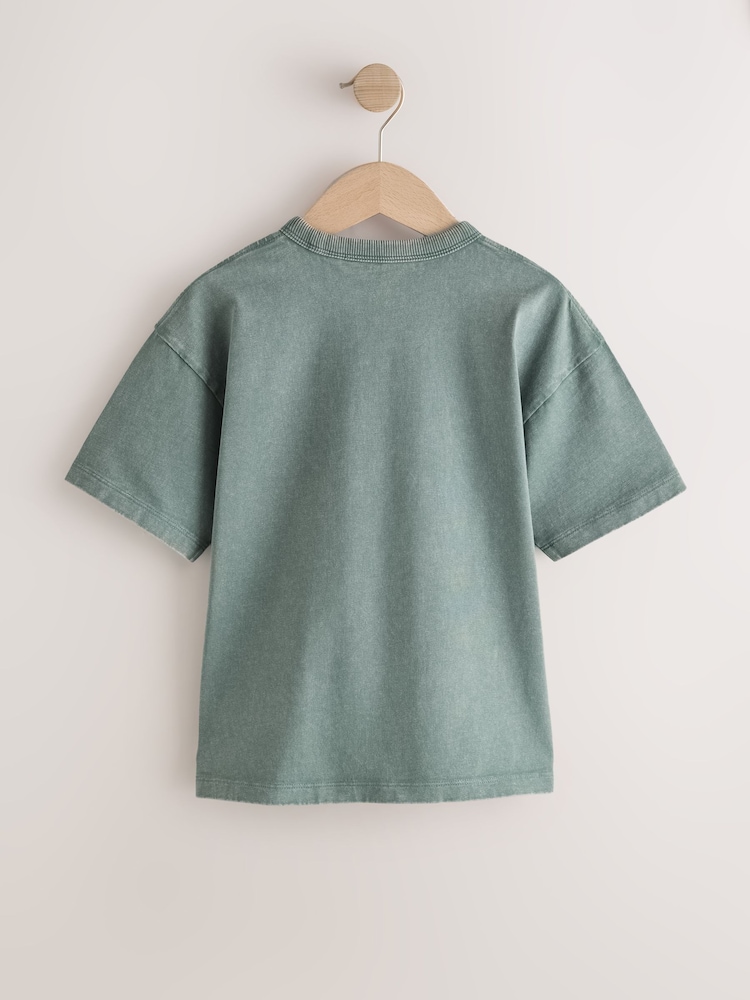 Teal Blue Burger Washed Graphic T-Shirt (3-16yrs) - Image 2 of 4