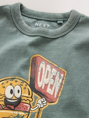 Teal Blue Burger Washed Graphic T-Shirt (3-16yrs) - Image 3 of 4