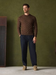 Brown Textured Crew Neck Jumper - Image 2 of 6