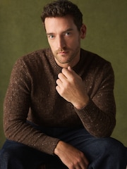 Brown Textured Crew Neck Jumper - Image 3 of 6