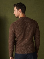 Brown Textured Crew Neck Jumper - Image 4 of 6