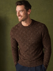 Brown Textured Crew Neck Jumper - Image 5 of 6